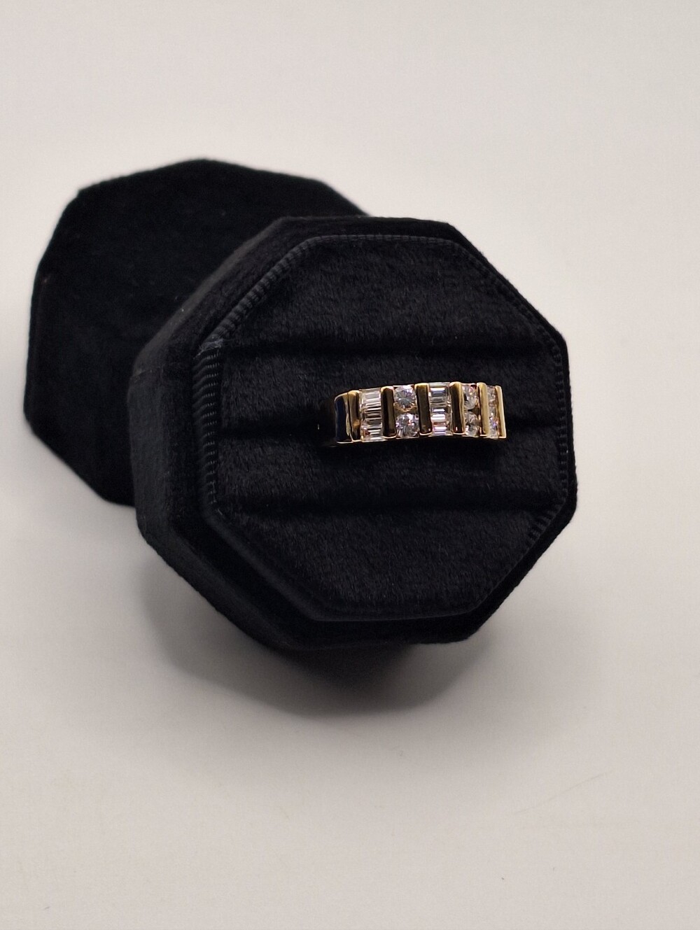 NWT Made With Swarovski Crystal Gold Tone Band Ring Size 8